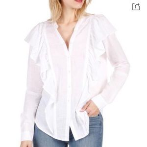 PAIGE Women's White Farren Ruffle Blouse
